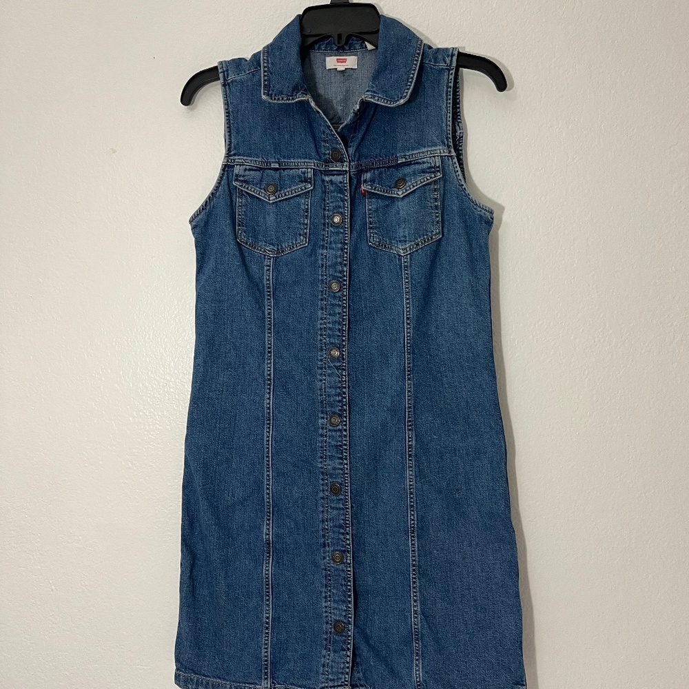 Levi's Women's Sleeveless Denim Button-Up Dress Blue Size S